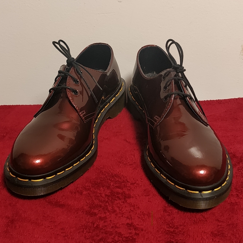 Dr. Martens red vegan leather Oxford shoe